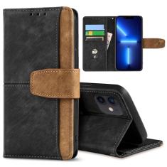 GANGANPRO Coldre de couro para celular executivo para iPhone 12/iPhone 12 Pro, capa flip antiderrapante resistente a arranhões com suporte para cartão, capa carteira com suporte de 6,1 polegadas -