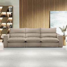 Sofá 5 Lugares Martinho Retrátil 20587 Boucle Bege  - Celflex