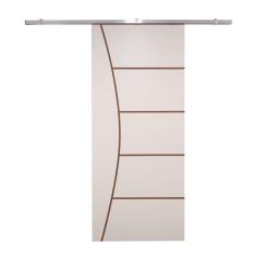 Porta De Correr Branco Prime Frisada Kit Alumínio F10 - 210x60