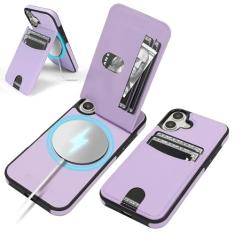 SkyEagle Capa carteira compatível com Magsafe para iPhone 16 com suporte para cartão de suporte, bloqueio RFID, compartimentos para cartão de crédito, couro PU, homens e mulheres, capa de telefone