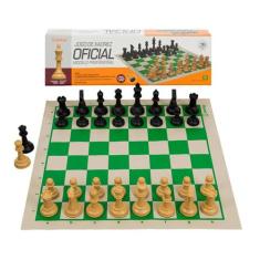 Jogo Xadrez Oficial Tabuleiro Couro e Peças Plásticas - J010 - JAEHRIG