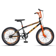 Bicicleta Aro 20 Kls Cross Freio V-Brake, Preto, Laranja neon