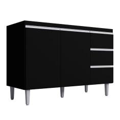 Balcão Para Pia Andréia 120 Cm 2 Portas Preto Ajl