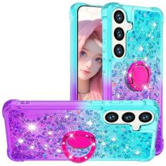 CCSmall Linda capa para Samsung Galaxy S24 FE (não S24) com suporte para mulheres, capa de telefone brilhante brilhante com brilho líquido gradiente flutuante capa de areia movediça para Samsung