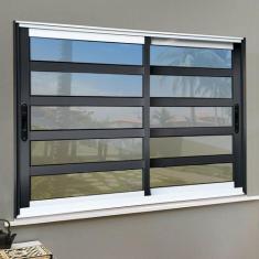Janela Elite com Travessas 2 Folhas Moveis 100 X 150 Vidro Reflex - Br