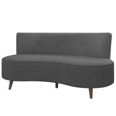 Sofá 2 Lugares Para Sala Living 135cm Pés Palito Korah K04 Linho Cinza Escuro - Mpozenato