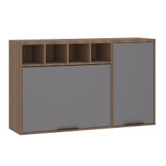 Armário Aéreo De Cozinha 120cm 2 Portas Com Nichos Aspen Luciane Móveis Vanilla Com Cinza Puro