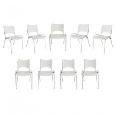 Kit 9 Cadeiras Iso Para Escola Escritório Comércio Branca Base Branca