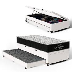 Cama Box Baú com Colchão de Espuma D45 Ortobom Airtech 150 + Auxiliar 
