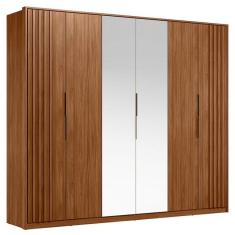 Guarda Roupa Casal Ripado Atrice 6 Portas Nogueira Touch Com Espelho Demóbile ? Demartêz