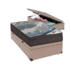 Ortobom Solteiro Molas Ensacadas D26 Base Box Baú Bege Bege
