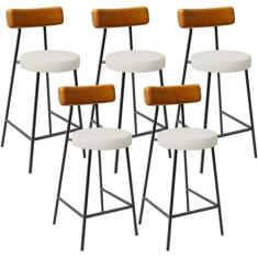 Kit 05 Banquetas Baixa Cozinha Sala Jantar Milão L02 material sintétic