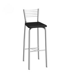 Banqueta de Aço Barcelona 98cm Compoarte Cromado/Preto