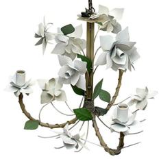 Pendente Artesanal de Ferro com Flores para Area Externa 03 Bocais