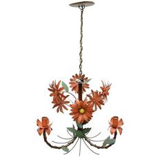 Luminária de Teto Artesanal Para Sala de Jantar com Flores 03 Bocas