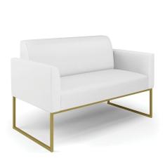 Sofá Namoradeira Base Industrial Dourado Marisa Corino Branco D03 - D`rossi