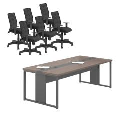 Jogo Cadeiras e Mesa de Escritório Cairo Freijó Preto