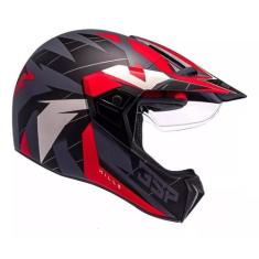 Capacete Moto Bieffe 3 Sport Hills Cinza Vermelho Fosco, 56