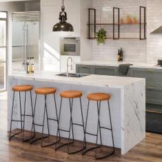 Kit Cozinha Industrial Prateleira E 4 Banquetas Madeira