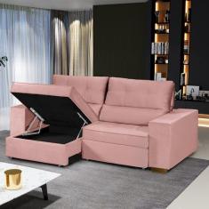 Sofá Baú Retrátil e Reclinável 5 Lugares 250cm Veludo Nobre La Plata Y