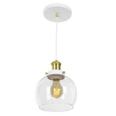 Lustre Pendente Château Bola Media Vidro Branco  Gold 20cm - MARRYLUZ