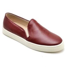 Tênis Slip On Casual Em Couro Sola Macia Krn Shoes Costura Aparente, V