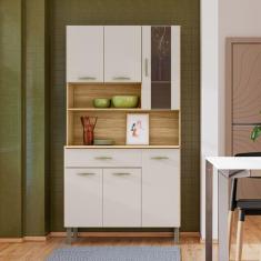 Armário de Cozinha Golden 6 Portas 1 Gaveta com Vidro Freijó/Soft - Ki