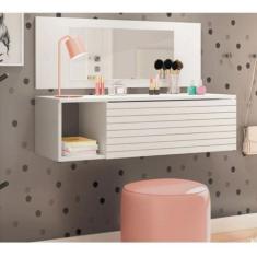 Penteadeira Suspensa Joy Com Espelho E Painel Branco - Peternella