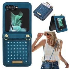 CCSmall Capa carteira transversal para Samsung Galaxy Z Flip 6 para mulheres, capa de telefone de couro PU com glitter brilhante com suporte de cartão com bloqueio RFID para Samsung Galaxy Z Flip6 /Z