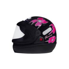 Capacete San Marino Femme Moto Integral Fechado Motoboy Flor, Preto, 5