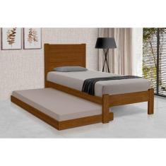 Cama Solteiro Com Auxiliar Madeira Lara - Castanho - Marrom
