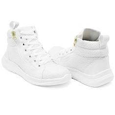 Tênis Cano Alto Fitness  Visual Esportivo Street, Tela Respirável e Zí