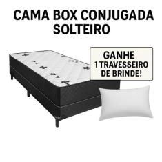 Cama Box Solteiro Conjugada 88x188cm com Travesseiro - Fábrica de Tudo