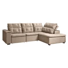 Sofa de Canto Retratil e Reclinavel com Chaise 3 Lugares Takei Viviane