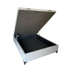 Cama Box Baú Casal Linhão Cinza Com Pistão A Gás - Estrutura Reforçada - Imperium do Sono