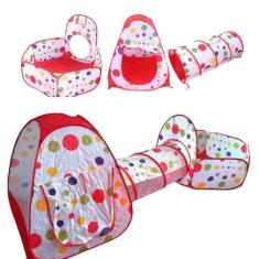 Barraca Cabana Toca Túnel Infantil 3x1 Piscina De Bolinhas - POP Brinq