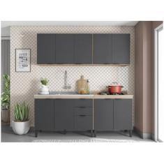 Cozinha Modulada Firenze Fi0008 Avena Grafito - Demóbile, Avena e Graf