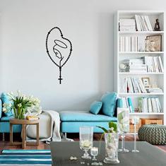 Adesivo De Parede Terço Nossa Senhora Frete tamanho 30cm x 60cm preto