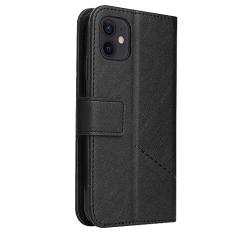 LXURY Capa flip para iPhone 14 Pro Max/14 Pro/14 Plus/14, capa de couro com fecho magnético com compartimento para cartão e suporte de suporte, preta, 14 pro 6,1 polegadas
