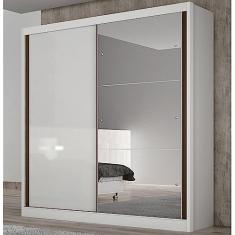 Guarda Roupa Solteiro com Espelho 2 Portas 3 Gavetas Toronto Novo Horizonte Branco