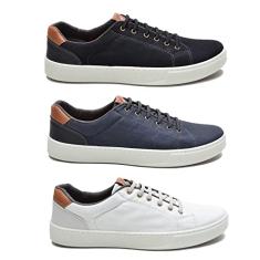 Kit 3 Pares Sapatenis Casual Masculino com Cadarço e Sola Borracha Costurada