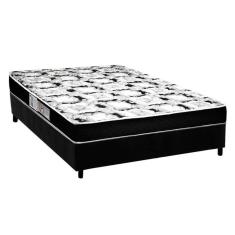 Cama Box Casal + Colchão de Espuma D23 Pró Black 138x188x49 - Luckspuma