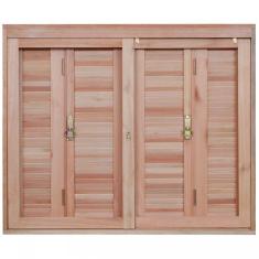 Janela de Madeira Veneziana 120x120cm Com Caixilho 12cm  EWK 260 Rondosul Marroml