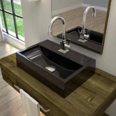 Kit Cuba Q45 Torneira Luxo 1195 Metal Válvula Click 1 Polegada G Sifão Pvc Flexível Compace Preto