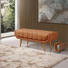 Recamier França 1,50m Com Base Madeira Linho Sofatec Tijolo