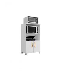 Balcão Cozinha Para Forno Elétrico Microondas Multiuso Com 2 Portas E 4 Pés Helena 65x120cm Branco