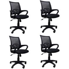 Conjunto 4 Cadeiras de Escritório Giratória Office Santiago Preto
