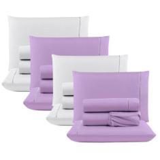 Kit Lençol Casal Percal 400 Fios 4 Peças - Lilás + Branco - Casa Scarp