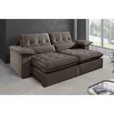 Sofá 3 Lugares Retrátil e Reclinável Mônaco Veludo com Molas Ensacadas