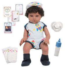 Boneco Reborn Recém Nascido Negro Com Enxoval 11 Itens - Cegonha Rebor